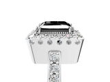 White gold Fancy Black Princess Cut Diamond Halo Ring with Pavé Band and Prong Setting_47