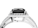 White gold Fancy Black Princess Cut Diamond Halo Ring with Split Shank Pavé Band and Four-Prong Setting_16