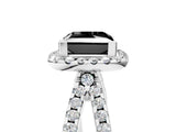 White gold Fancy Black Princess Cut Diamond Halo Ring with Split Shank Pavé Band and Prong Setting_17