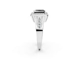 White gold Fancy Black Princess Cut Diamond Halo Ring with Split Shank and Bezel Accents and Prong Setting_2