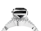White gold Fancy Black Princess Cut Diamond  Halo Twist Band Solitaire Prong Setting Ring_16