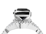 White gold Fancy Black Princess Cut Diamond  Halo Twist Band Solitaire Prong Setting Ring_28