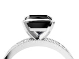 White gold Fancy Black Princess Cut Diamond Milgrain Pavé Engagement Ring with Four-Prong Setting_4