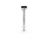 White gold Fancy Black Princess Cut Diamond Pavé Band Solitaire Ring with Prong Setting_26