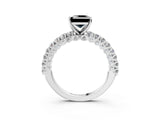 White gold Fancy Black Princess Cut Diamond Pavé Band Solitaire Ring with Prong Setting_27