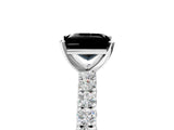 White gold Fancy Black Princess Cut Diamond Pavé Band Solitaire Ring with Prong Setting_29
