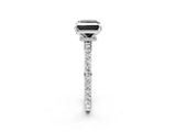 White gold Fancy Black Princess Cut Diamond Pavé Engagement Ring with Round  Accents and Prong Setting_26