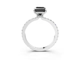 White gold Fancy Black Princess Cut Diamond Pavé Engagement Ring with Round  Accents and Prong Setting_27