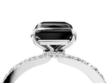 White gold Fancy Black Princess Cut Diamond Pavé Engagement Ring with Round  Accents and Prong Setting_28