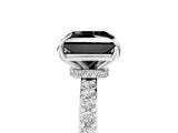 White gold Fancy Black Princess Cut Diamond Pavé Engagement Ring with Round  Accents and Prong Setting_29