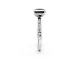 White gold Fancy Black Princess Cut Diamond Pave Band Solitaire Ring with Round  and Prong Setting_74