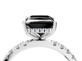 White gold Fancy Black Princess Cut Diamond Pave Band Solitaire Ring with Round  and Prong Setting_76