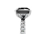 White gold Fancy Black Princess Cut Diamond Pave Band Solitaire Ring with Round  and Prong Setting_77