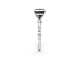 White gold Fancy Black Princess Cut Diamond Prong Set Engagement Ring with Pave Band_2