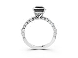 White gold Fancy Black Princess Cut Diamond Prong Set Engagement Ring with Pave Band_3