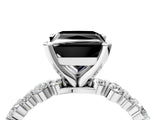 White gold Fancy Black Princess Cut Diamond Prong Set Engagement Ring with Pave Band_4