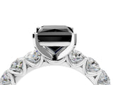 White gold Fancy Black Princess Cut Diamond Prong Setting with Side Stones on a Pave Band_4