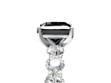 White gold Fancy Black Princess Cut Diamond Prong Setting with Side Stones on a Pave Band_5