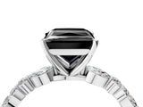 White gold Fancy Black Princess Cut Diamond Ring with Marquise and Round  Side Stones and Four-Prong Setting_64