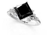 White gold Fancy Black Princess Cut Diamond Ring with Side Stones and Four-Prong Setting_61