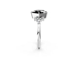 White gold Fancy Black Princess Cut Diamond Ring with Side Stones and Four-Prong Setting_62