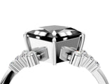 White gold Fancy Black Princess Cut Diamond Ring with Side Stones and Four-Prong Setting_64
