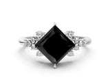 White gold Fancy Black Princess Cut Diamond Ring with Side Stones and Four-Prong Setting_72