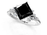 White gold Fancy Black Princess Cut Diamond Ring with Side Stones and Four-Prong Setting_73