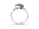 White gold Fancy Black Princess Cut Diamond Ring with Side Stones and Four-Prong Setting_75