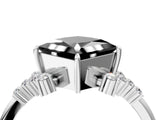 White gold Fancy Black Princess Cut Diamond Ring with Side Stones and Four-Prong Setting_76