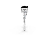 White gold Fancy Black Princess Cut Diamond Scattered Round Accent Ring with Prong Setting_14