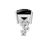 White gold Fancy Black Princess Cut Diamond Scattered Round Accent Ring with Prong Setting_17
