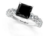 White gold Fancy Black Princess Cut Diamond Side Stone Engagement Ring with Four-Prong Setting_25