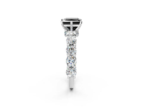 White gold Fancy Black Princess Cut Diamond Side Stone Engagement Ring with Four-Prong Setting_26