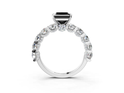 White gold Fancy Black Princess Cut Diamond Side Stone Engagement Ring with Four-Prong Setting_27