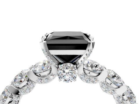 White gold Fancy Black Princess Cut Diamond Side Stone Engagement Ring with Four-Prong Setting_28
