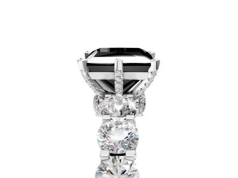 White gold Fancy Black Princess Cut Diamond Side Stone Engagement Ring with Four-Prong Setting_29