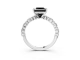 White gold Fancy Black Princess Cut Diamond Side Stone Solitaire Ring with Round  and Four-Prong Setting_15