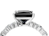 White gold Fancy Black Princess Cut Diamond Side Stone Solitaire Ring with Round  and Four-Prong Setting_16