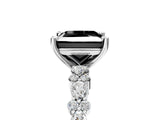 White gold Fancy Black Princess Cut Diamond Side Stone Solitaire Ring with Round  and Four-Prong Setting_17