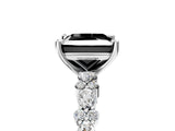 White gold Fancy Black Princess Cut Diamond Side Stone Solitaire Ring with Round  and Four-Prong Setting_53
