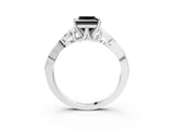 White gold Fancy Black Princess Cut Diamond Solitaire Engagement Ring with Celtic Knot Band and Four-Prong Setting_3