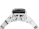 White gold Fancy Black Princess Cut Diamond Solitaire Engagement Ring with Celtic Knot Band and Four-Prong Setting_4