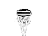 White gold Fancy Black Princess Cut Diamond Solitaire Engagement Ring with Celtic Knot Band and Four-Prong Setting_5