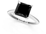 White gold Fancy Black Princess Cut Diamond Solitaire Engagement Ring with Classic Band and Four-Prong Setting_13