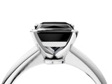 White gold Fancy Black Princess Cut Diamond Solitaire Engagement Ring with Classic Band and Four-Prong Setting_16