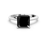 White gold Fancy Black Princess Cut Diamond Solitaire Engagement Ring with Classic Band and Four-Prong Setting_24
