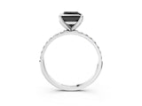 White gold Fancy Black Princess Cut Diamond Solitaire Engagement Ring with Pavé Band and Prong Setting_3