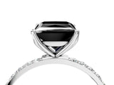 White gold Fancy Black Princess Cut Diamond Solitaire Engagement Ring with Pavé Band and Prong Setting_4