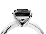 White gold Fancy Black Princess Cut Diamond Solitaire Engagement Ring with Round Band and Four-Prong Setting_100